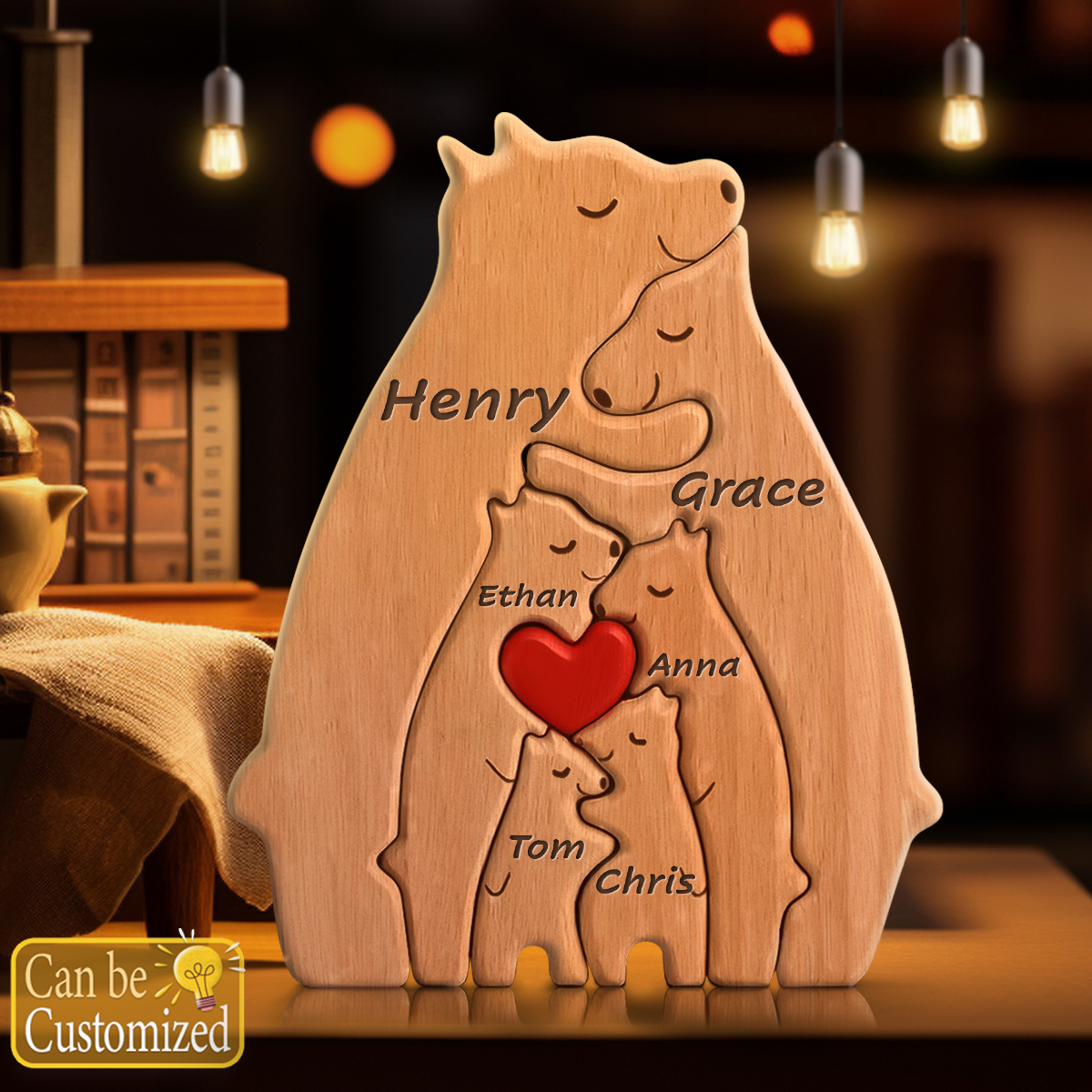 Wooden Bear Family Puzzle (6 bears)